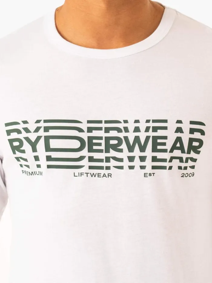 TShirts Mens Ryderwear Graphic Long Sleeve TShirt White