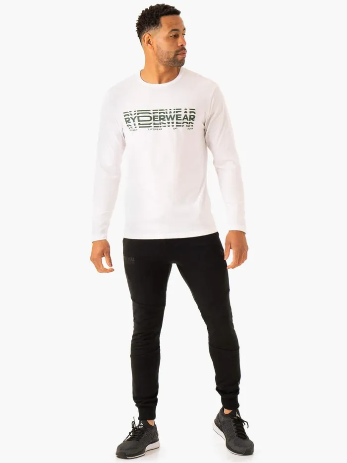 TShirts Mens Ryderwear Graphic Long Sleeve TShirt White
