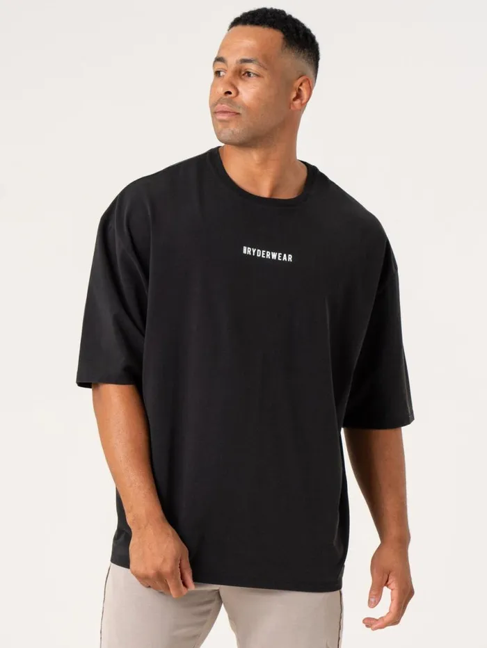 TShirts Mens Ryderwear Pursuit Oversized TShirt Black Stonewash