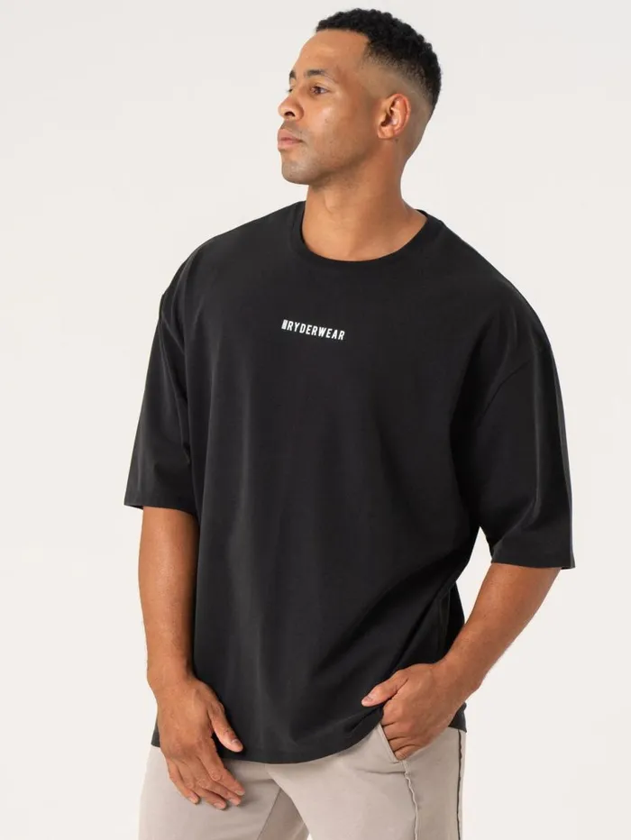 TShirts Mens Ryderwear Pursuit Oversized TShirt Black Stonewash
