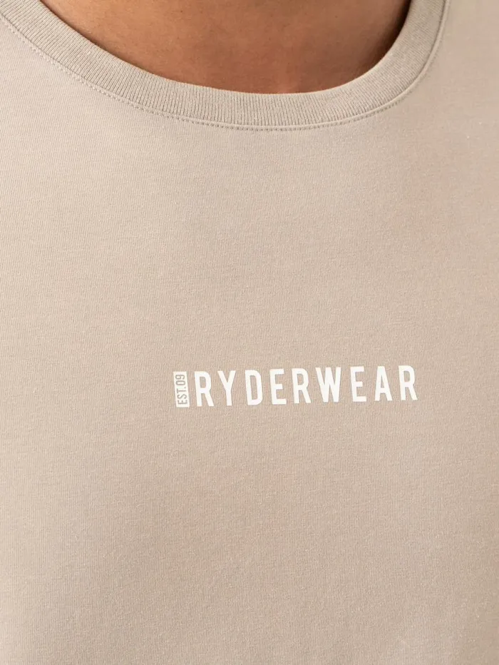 TShirts Mens Ryderwear Pursuit Oversized TShirt Taupe Stonewash