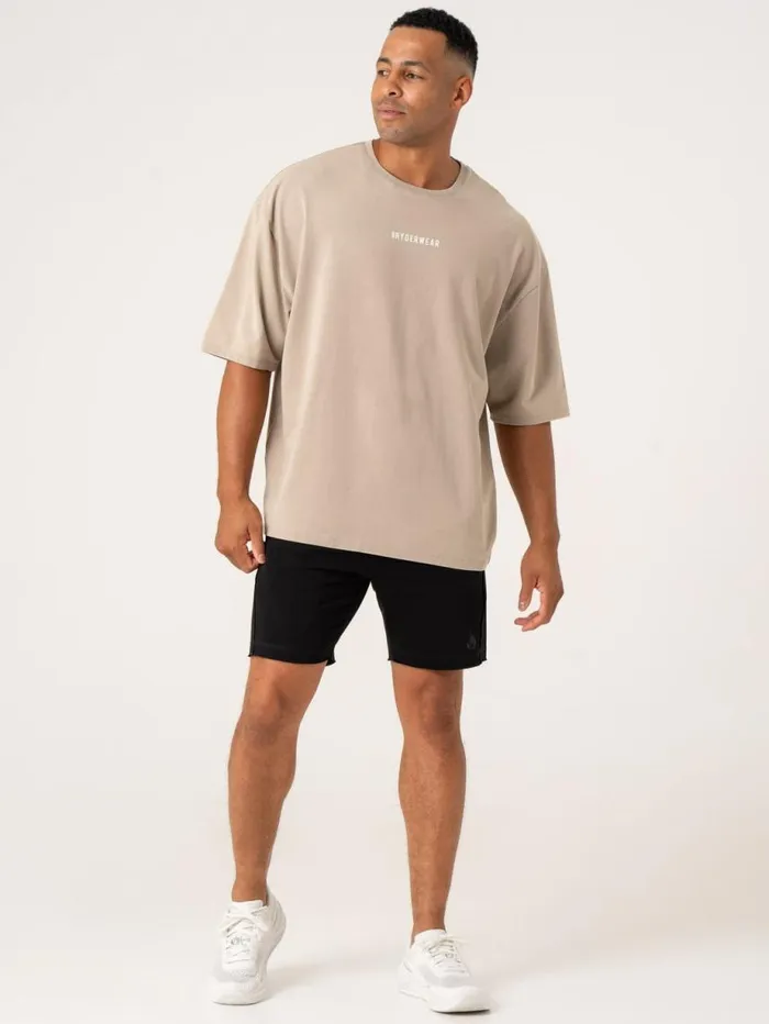 TShirts Mens Ryderwear Pursuit Oversized TShirt Taupe Stonewash