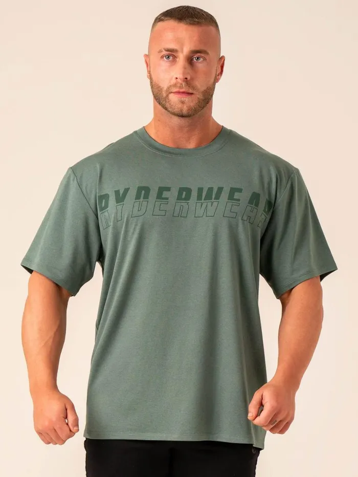 TShirts Mens Ryderwear Soft Tech Oversized TShirt Fern Green Marl