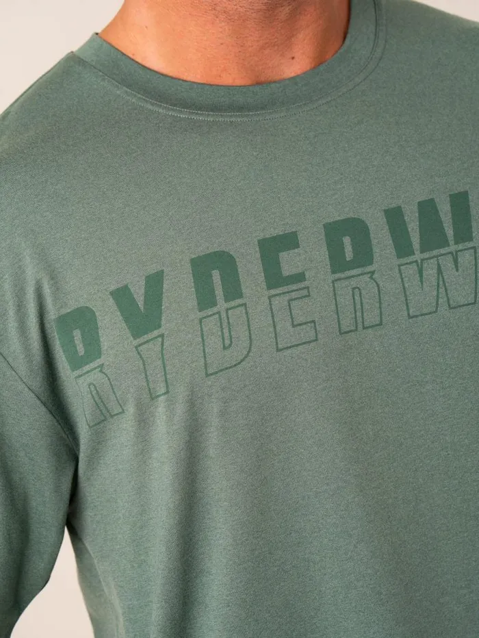TShirts Mens Ryderwear Soft Tech Oversized TShirt Fern Green Marl