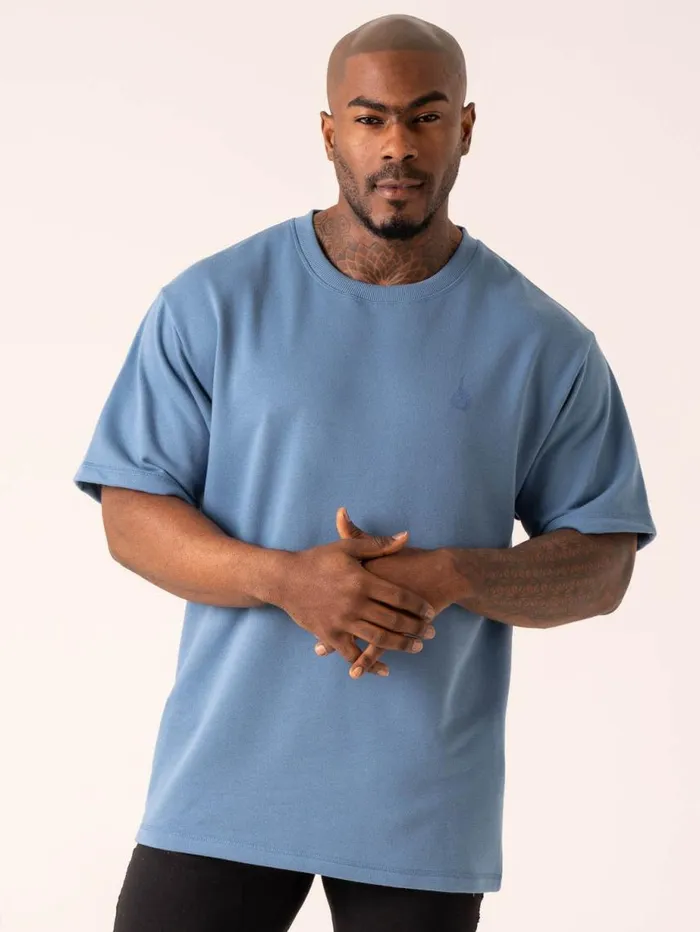 TShirts Mens Ryderwear Throwback Oversized Fleece TShirt Denim Blue