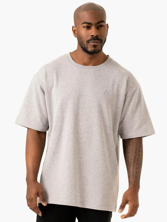 TShirts Mens Ryderwear Throwback Oversized Fleece TShirt Grey Marl