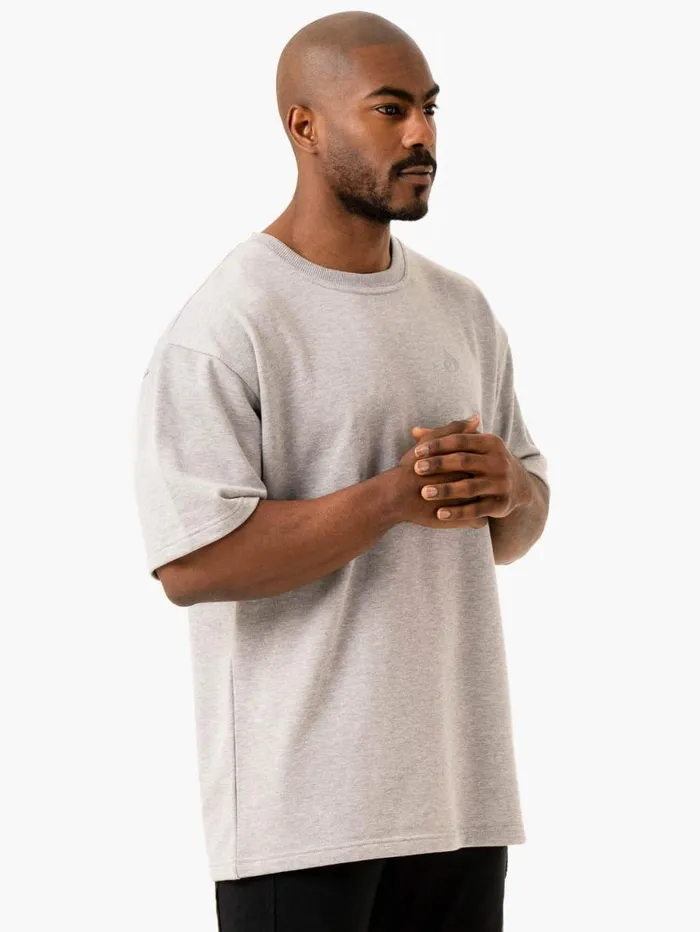 TShirts Mens Ryderwear Throwback Oversized Fleece TShirt Grey Marl