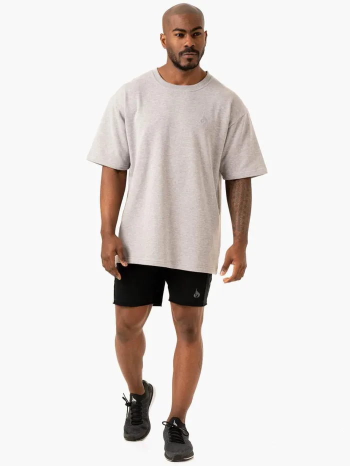 TShirts Mens Ryderwear Throwback Oversized Fleece TShirt Grey Marl