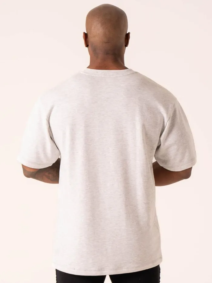 TShirts Mens Ryderwear Throwback Oversized Fleece TShirt Snow Grey Marl