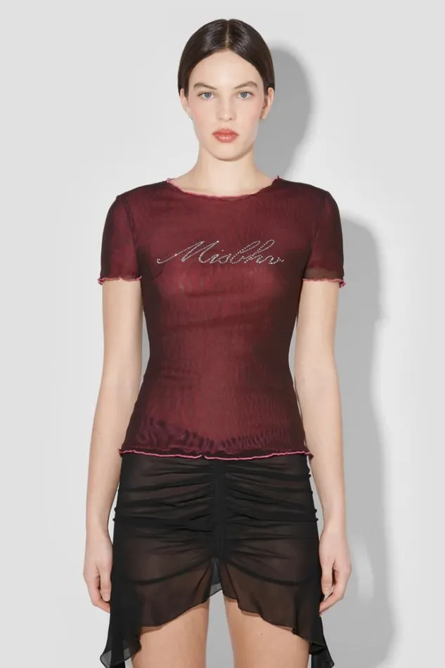 TShirts Women MISBHV Crystal Double Layered TShirt Brownpink