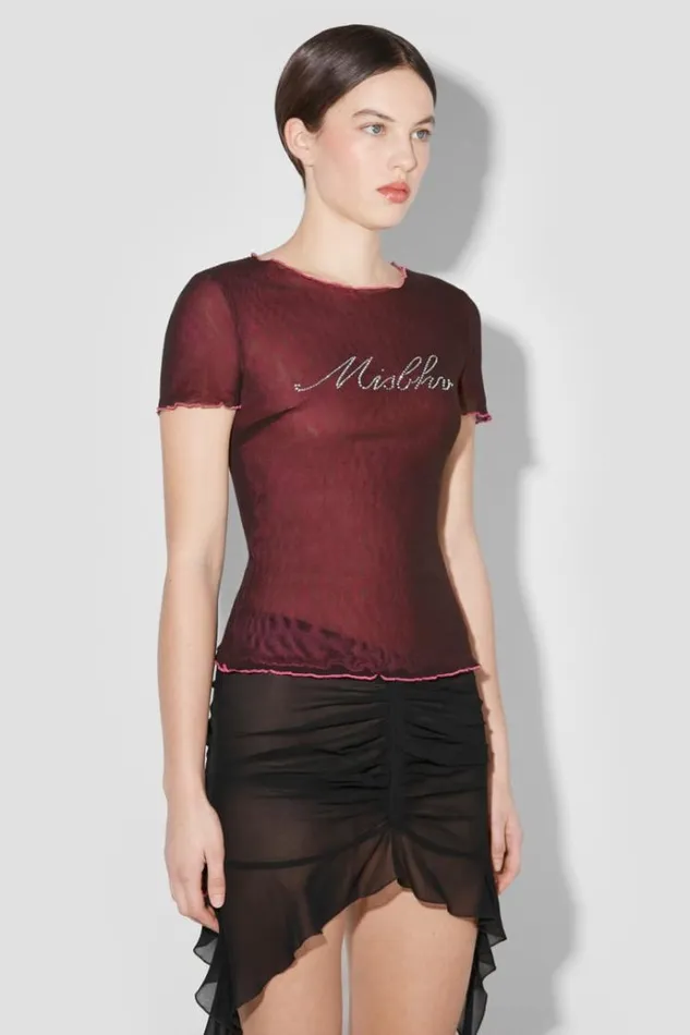 TShirts Women MISBHV Crystal Double Layered TShirt Brownpink