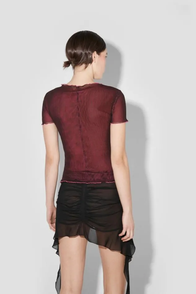 TShirts Women MISBHV Crystal Double Layered TShirt Brownpink