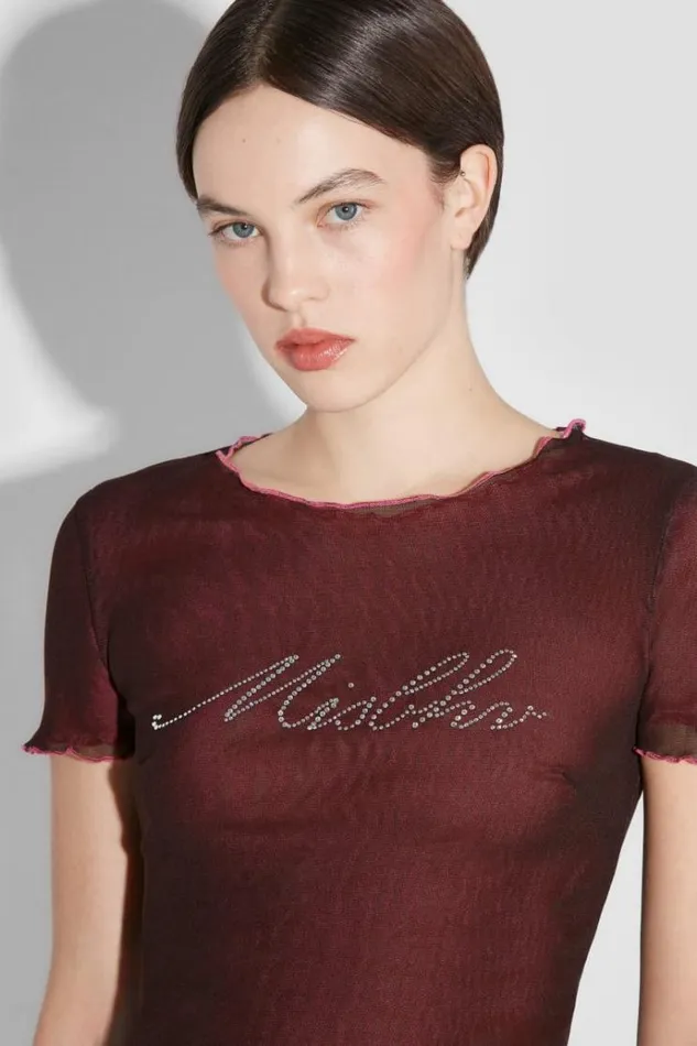 TShirts Women MISBHV Crystal Double Layered TShirt Brownpink