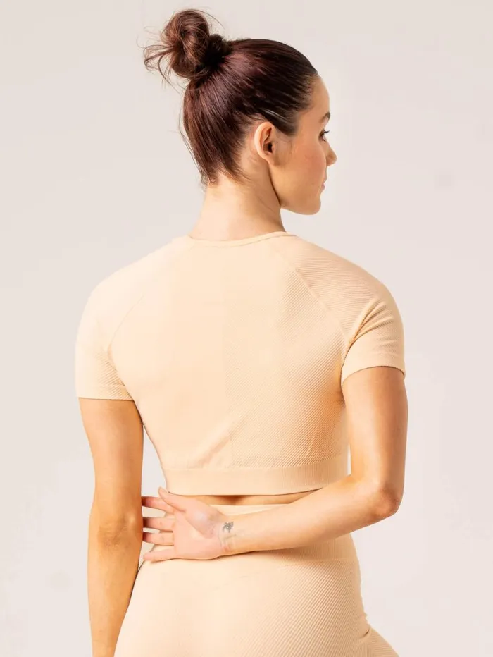 TShirts Womens Ryderwear Circuit Rib Seamless TShirt Peach Sorbet