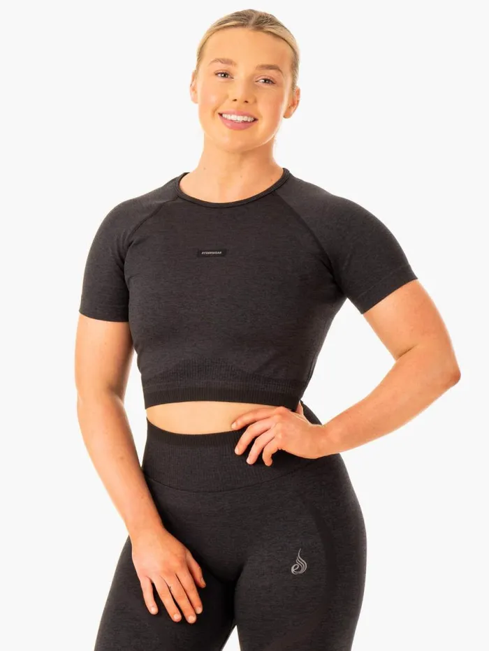 TShirts Womens Ryderwear Excel Seamless TShirt Black Marl