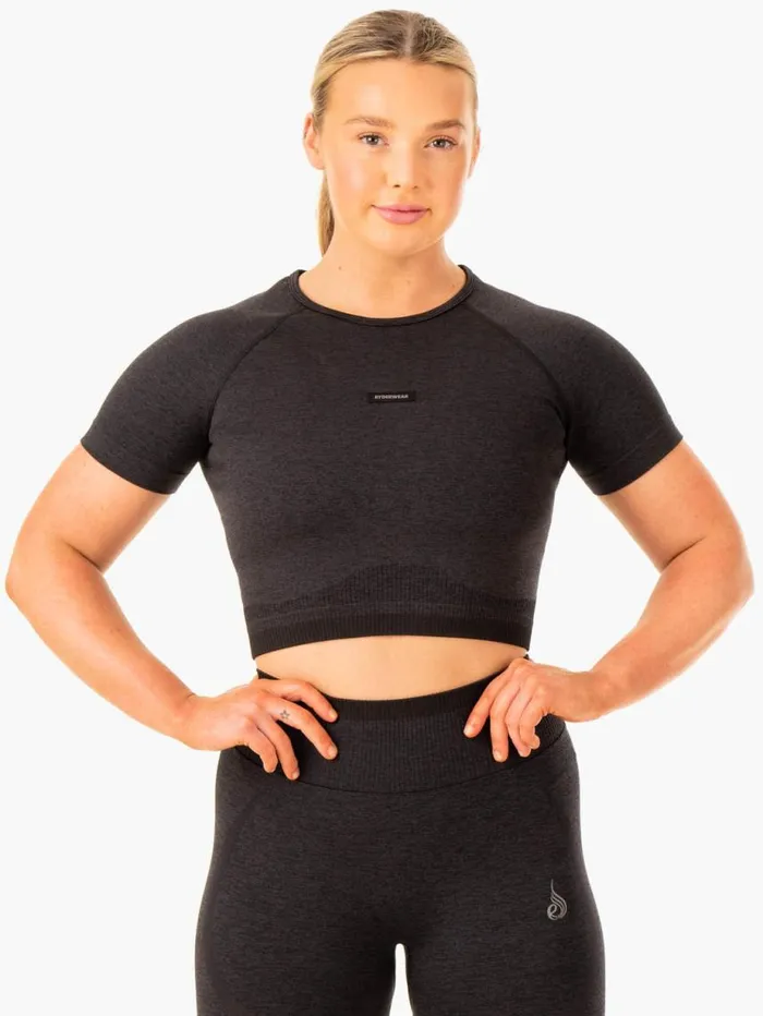 TShirts Womens Ryderwear Excel Seamless TShirt Black Marl