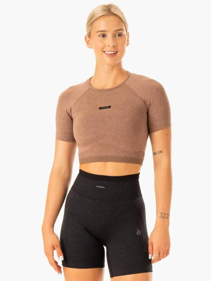 TShirts Womens Ryderwear Excel Seamless TShirt Mocha Marl