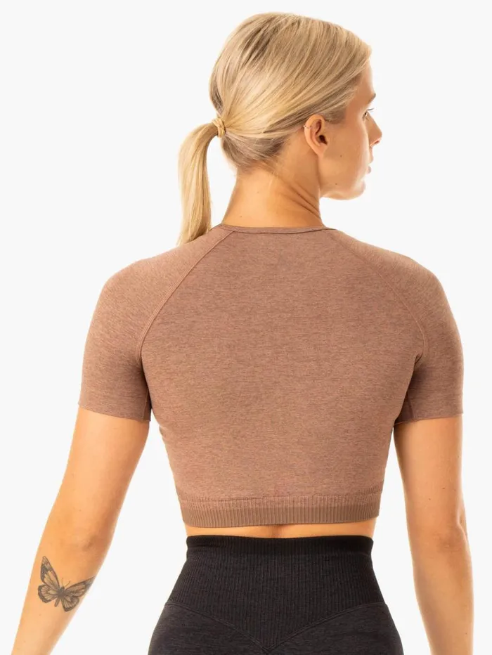 TShirts Womens Ryderwear Excel Seamless TShirt Mocha Marl