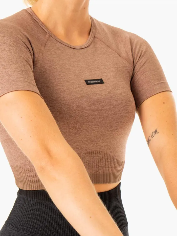TShirts Womens Ryderwear Excel Seamless TShirt Mocha Marl