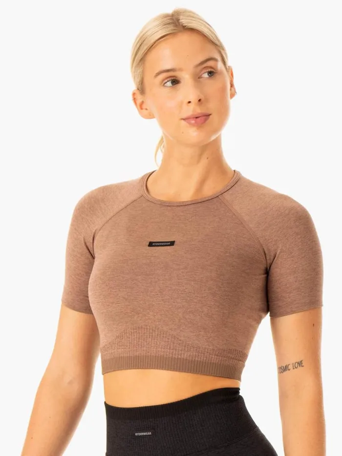 TShirts Womens Ryderwear Excel Seamless TShirt Mocha Marl