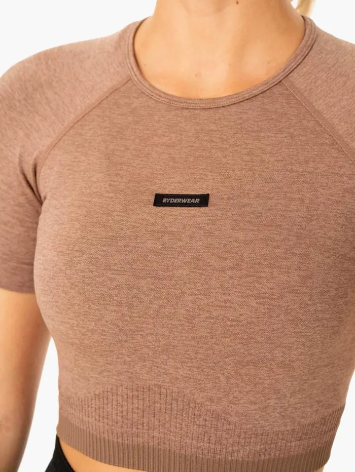 TShirts Womens Ryderwear Excel Seamless TShirt Mocha Marl