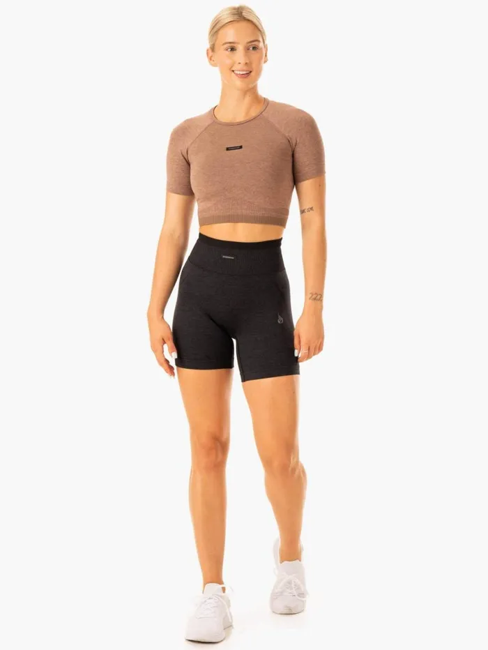 TShirts Womens Ryderwear Excel Seamless TShirt Mocha Marl