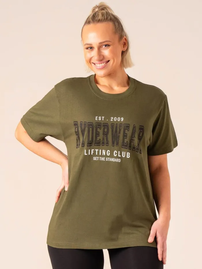 TShirts Womens Ryderwear Grit Oversized TShirt Olive