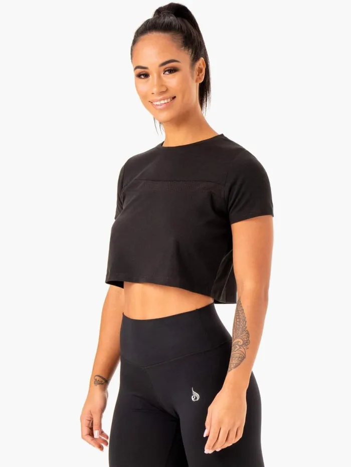 TShirts Womens Ryderwear Hybrid Mesh Tee Black