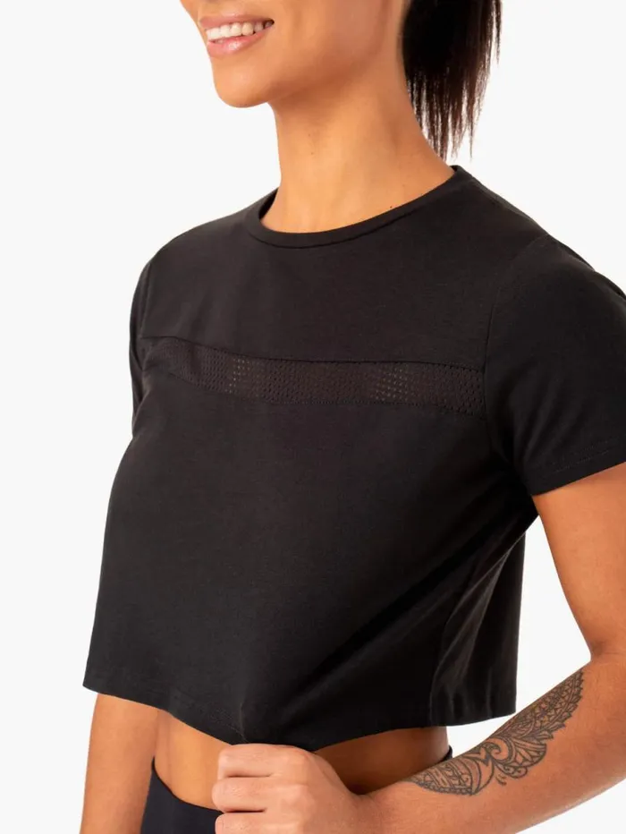 TShirts Womens Ryderwear Hybrid Mesh Tee Black