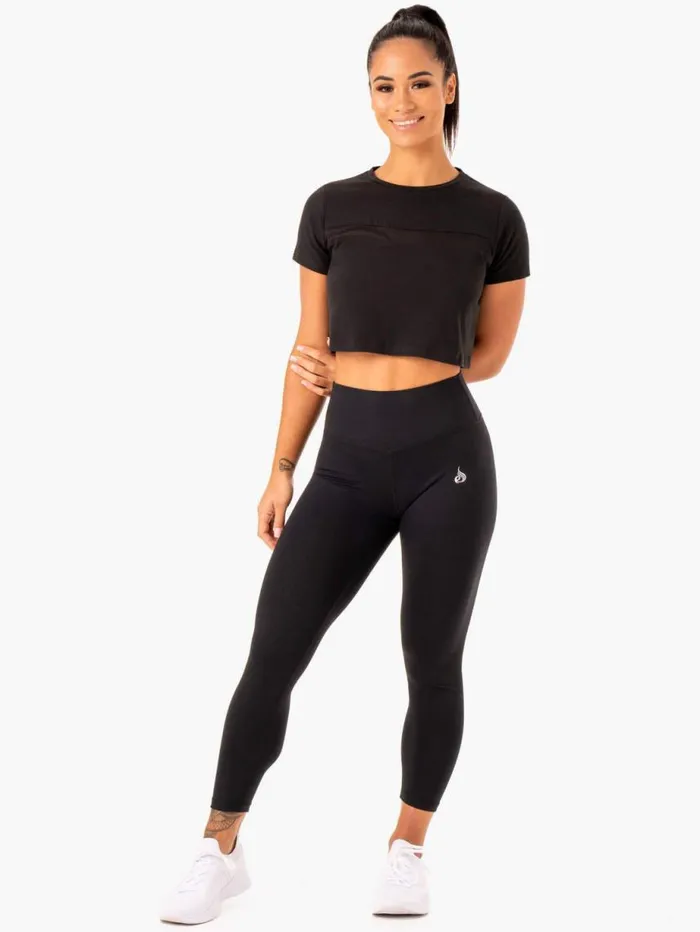 TShirts Womens Ryderwear Hybrid Mesh Tee Black