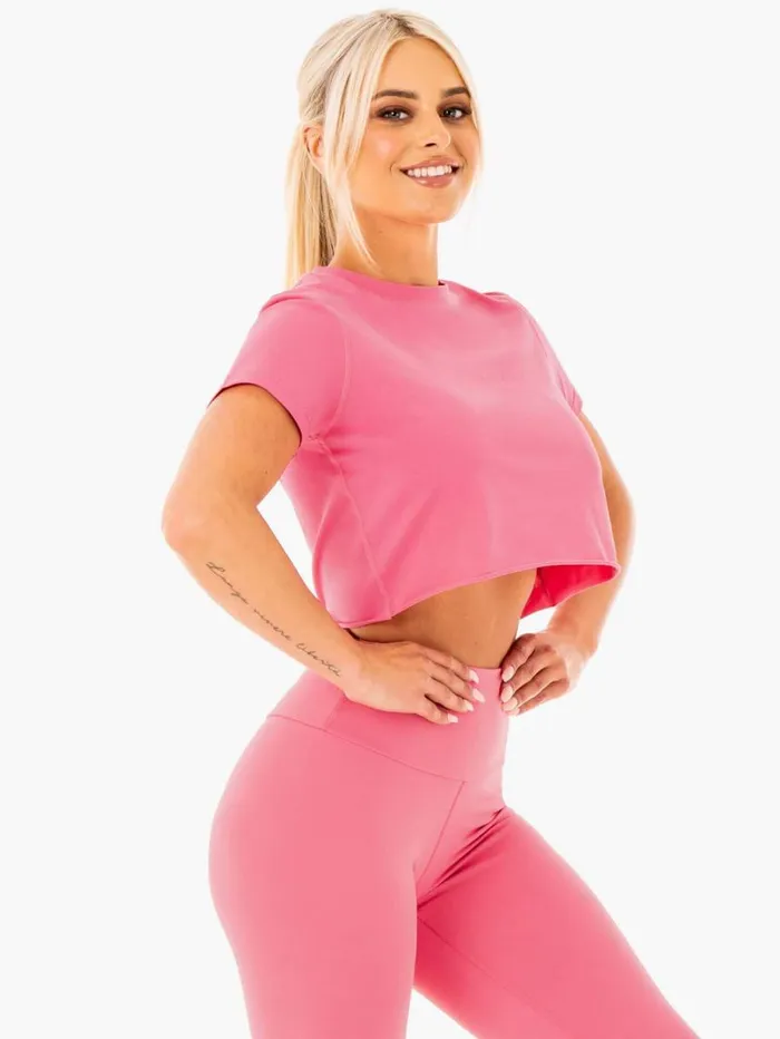 TShirts Womens Ryderwear Motion Cropped TShirt Pink Lemonade
