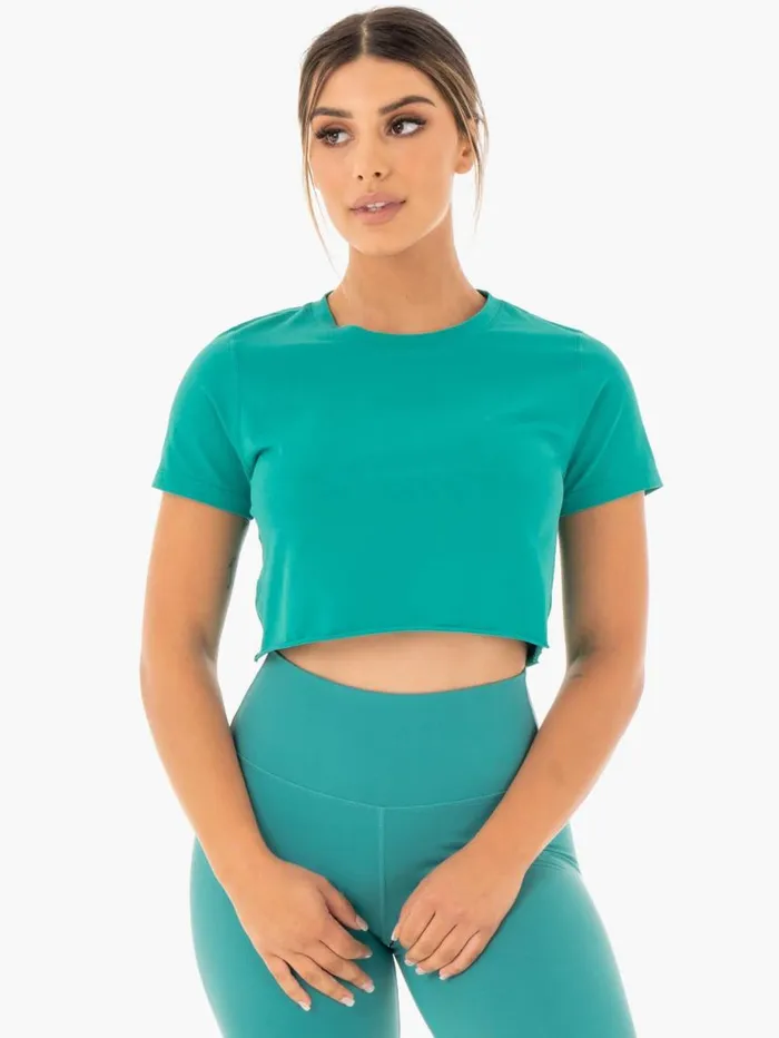 TShirts Womens Ryderwear Motion Cropped TShirt Teal