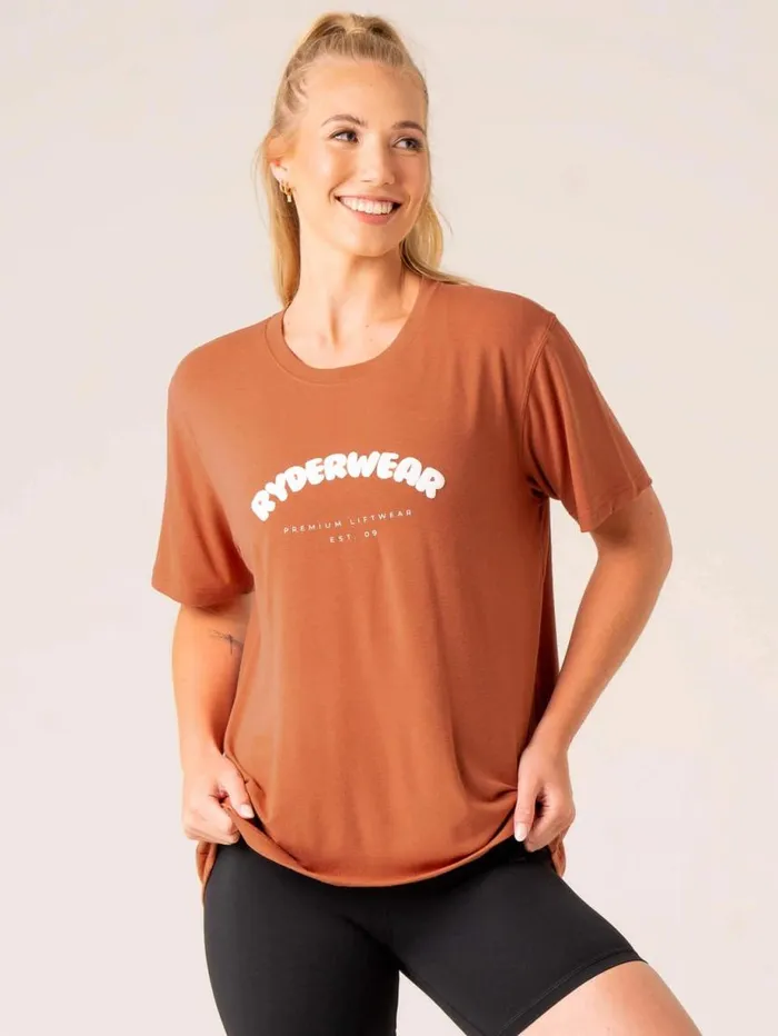 TShirts Womens Ryderwear Off Side Longline TShirt Mocha