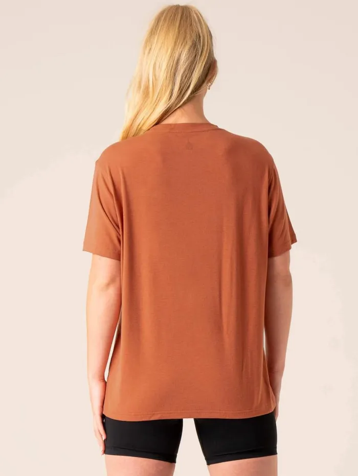 TShirts Womens Ryderwear Off Side Longline TShirt Mocha