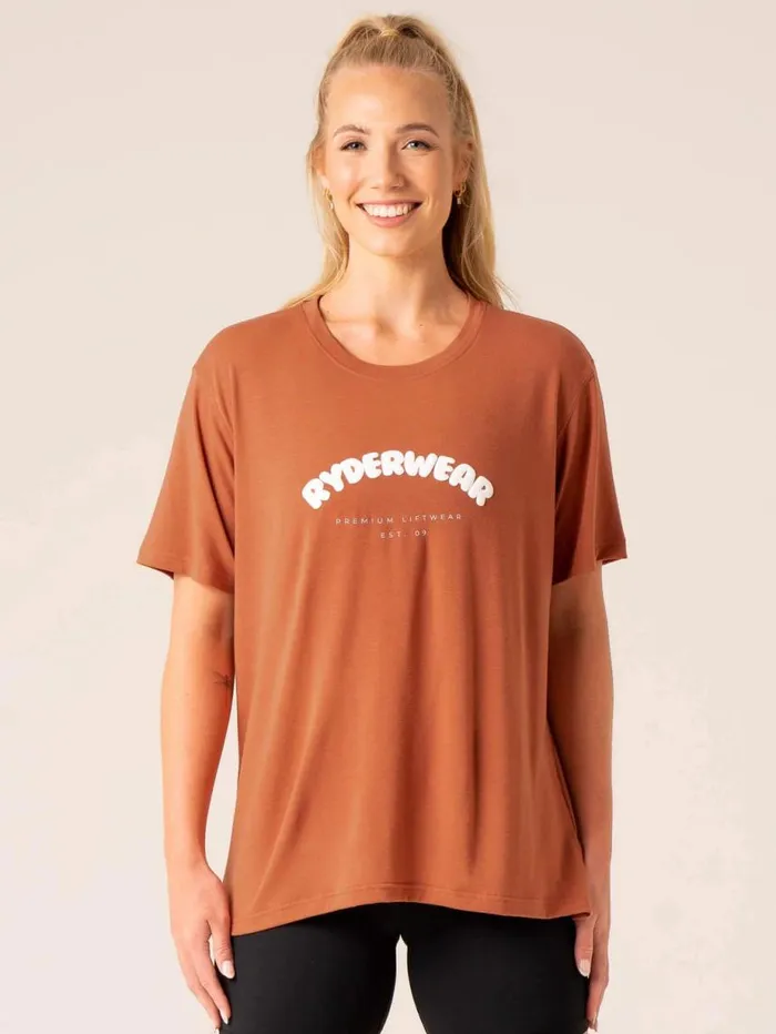 TShirts Womens Ryderwear Off Side Longline TShirt Mocha