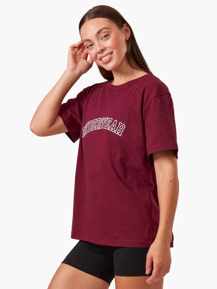 TShirts Womens Ryderwear Oversized TShirt Maroon