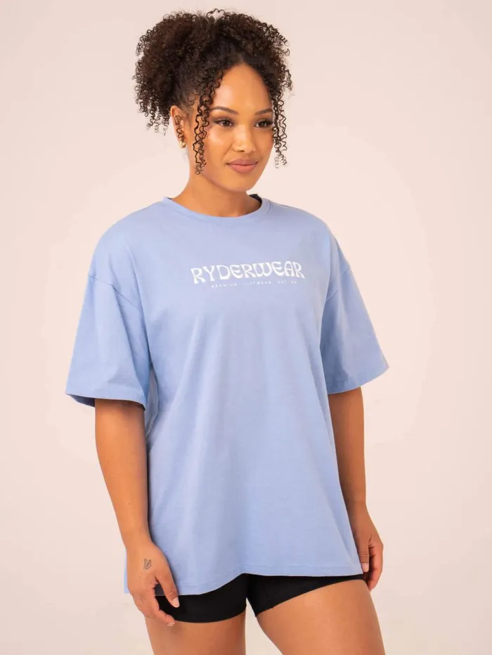 TShirts Womens Ryderwear Retro Oversized TShirt Cornflower Blue