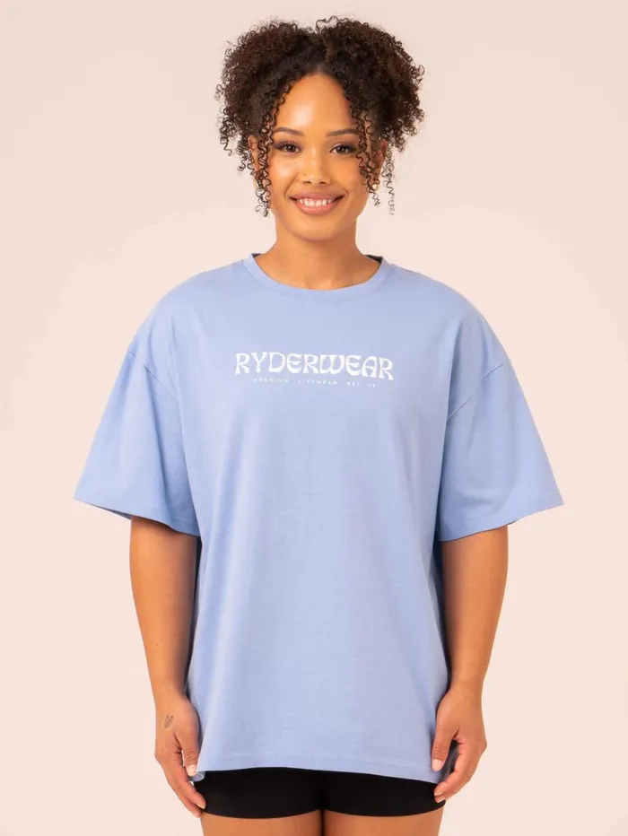 TShirts Womens Ryderwear Retro Oversized TShirt Cornflower Blue
