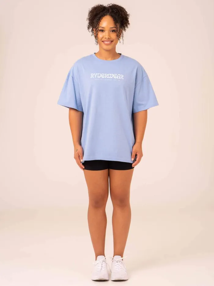 TShirts Womens Ryderwear Retro Oversized TShirt Cornflower Blue