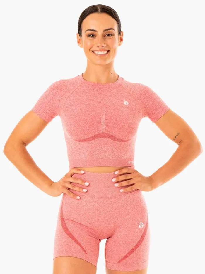 TShirts Womens Ryderwear Sculpt Seamless TShirt Pink Marl