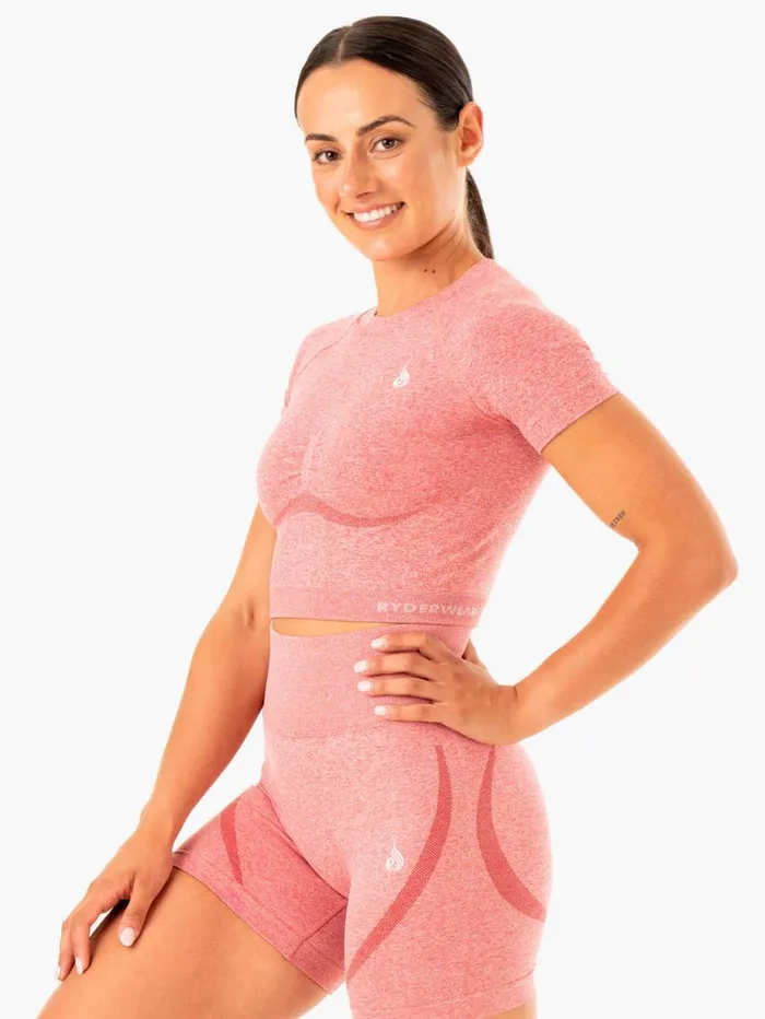TShirts Womens Ryderwear Sculpt Seamless TShirt Pink Marl