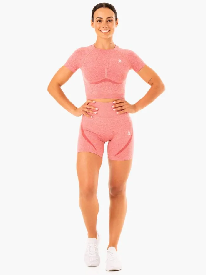 TShirts Womens Ryderwear Sculpt Seamless TShirt Pink Marl