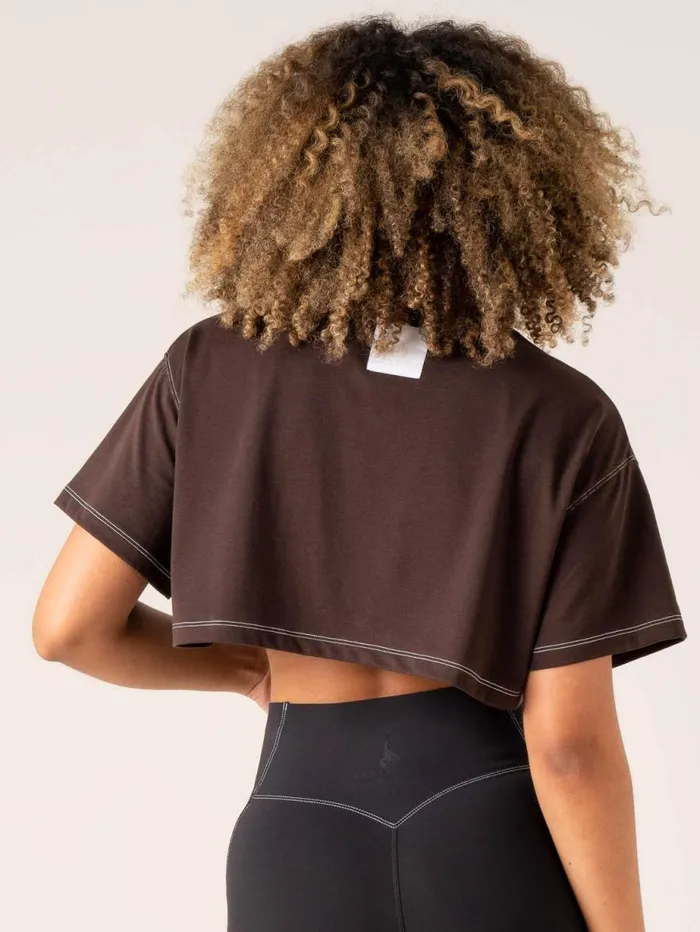TShirts Womens Ryderwear Stride Oversized Tee Chocolate