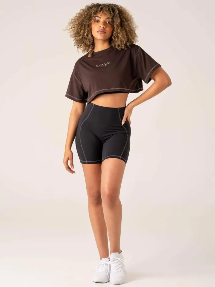 TShirts Womens Ryderwear Stride Oversized Tee Chocolate