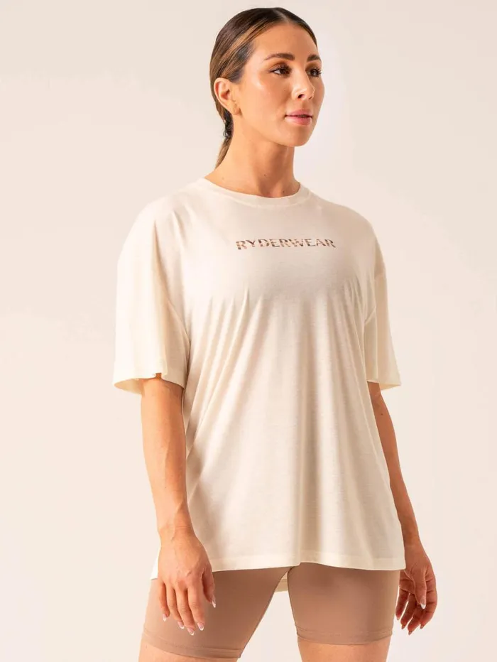 TShirts Womens Ryderwear Unstoppable Oversized TShirt Vanilla