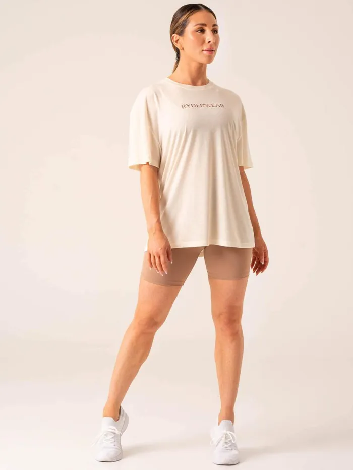TShirts Womens Ryderwear Unstoppable Oversized TShirt Vanilla