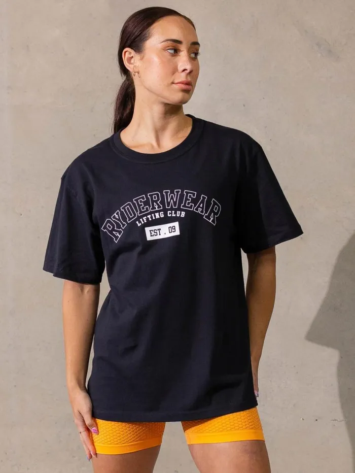 TShirts Womens Ryderwear Varsity Oversized TShirt Black