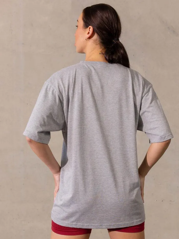 TShirts Womens Ryderwear Varsity Oversized TShirt Grey Marl
