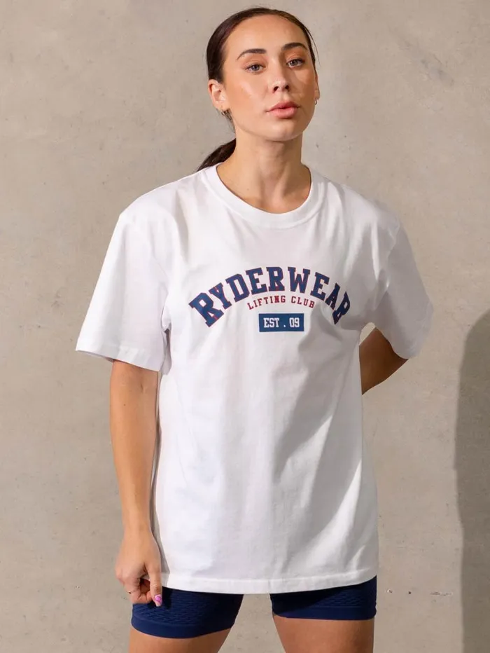 TShirts Womens Ryderwear Varsity Oversized TShirt White