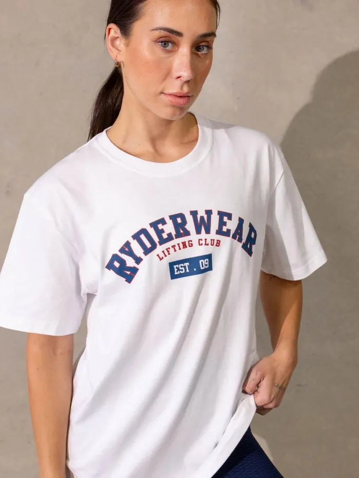 TShirts Womens Ryderwear Varsity Oversized TShirt White